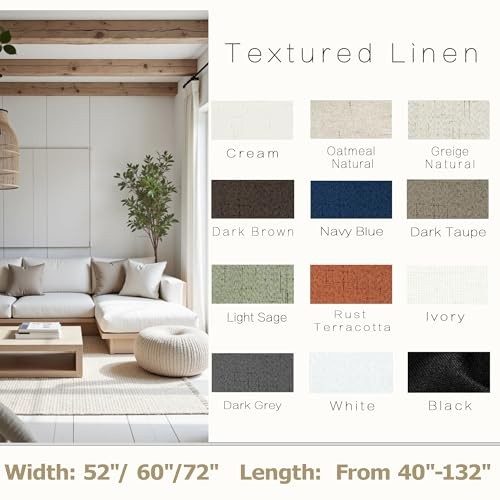 Short Curtains for Bathroom Windows,100% 52″W x 45″L (Pack of 2) Ivory
