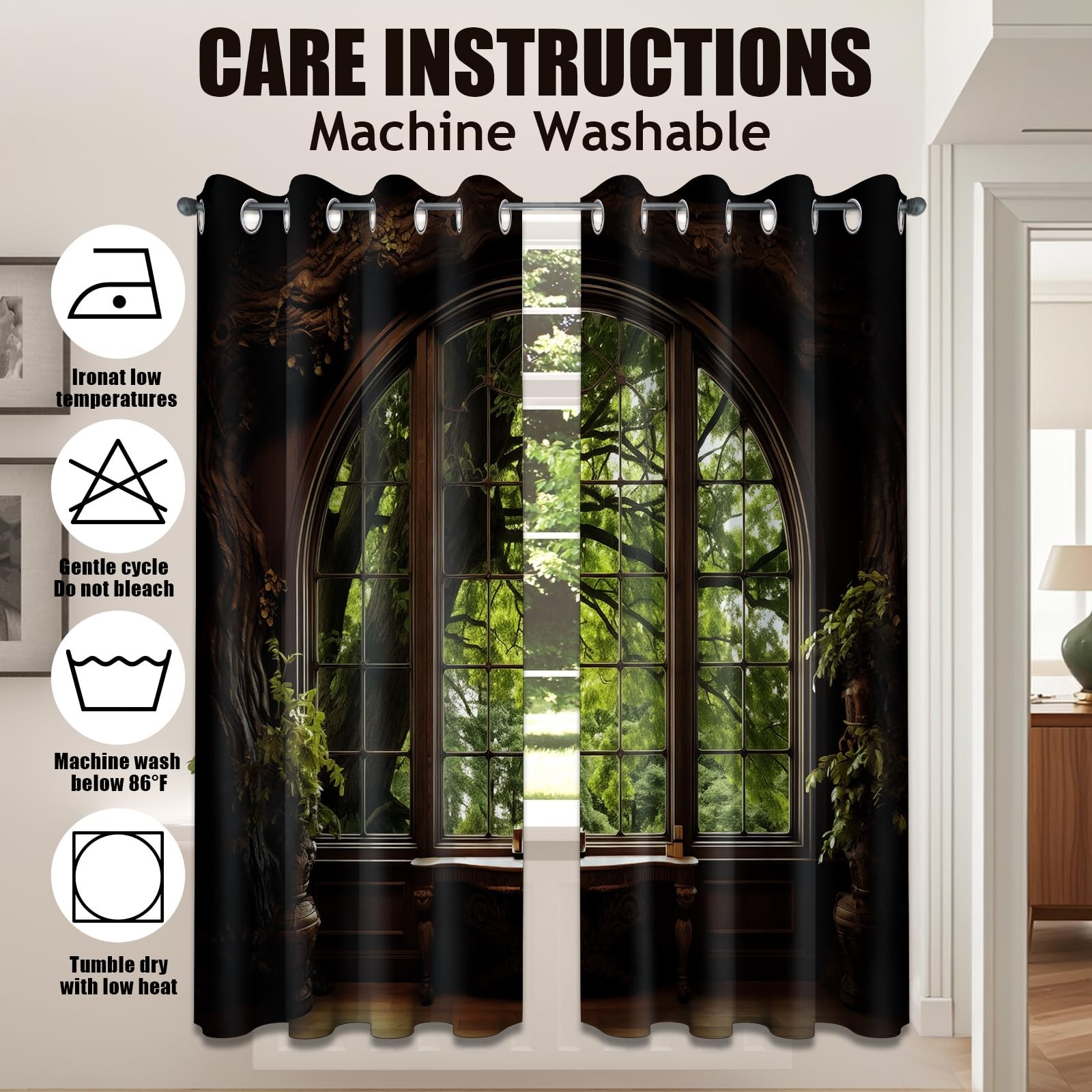Forest Landscape Patterned Blackout Curtains Spring Nature Scene Mountain Gro…
