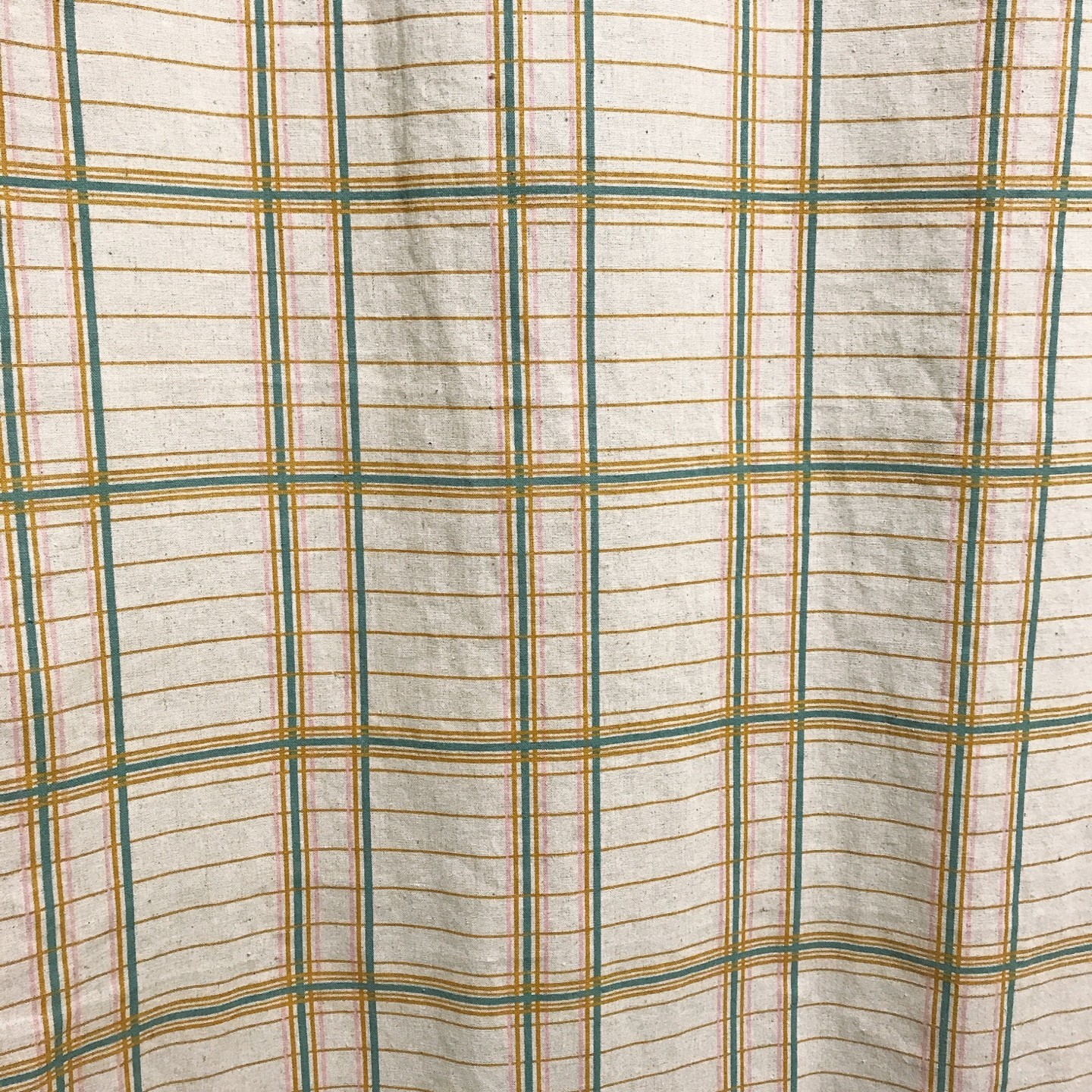 Handcrafted Plaid Curtains Linen Blend Natural Beige Custom Drapery Panels