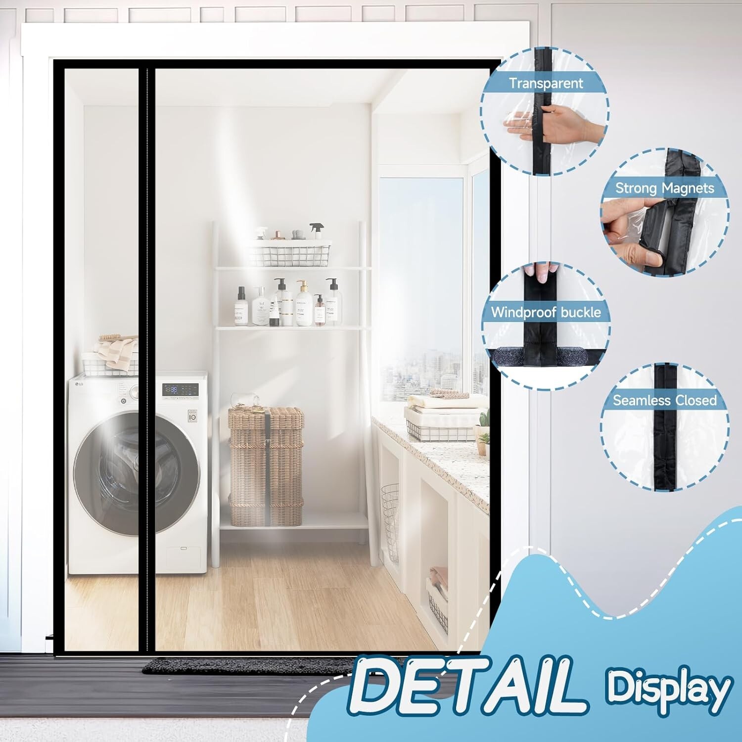 Transparent Insulated Door CurtainS, Reversible Left or Right Side Opening In…