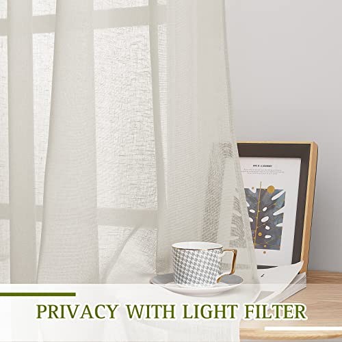 48 inch Curtains 2 Panels Set for Kitchen, 52″W x 48″L (Pack of 2) Natural