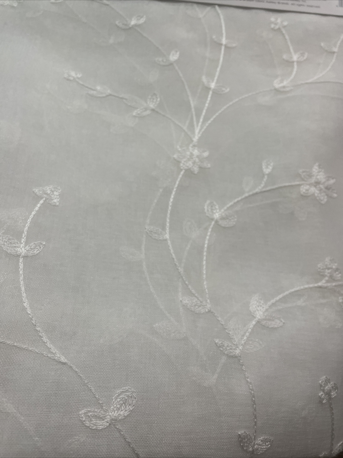 4 Laura Ashley VERNON Embroidered Floral Vines Sheer Cream Window Panels 38×84”