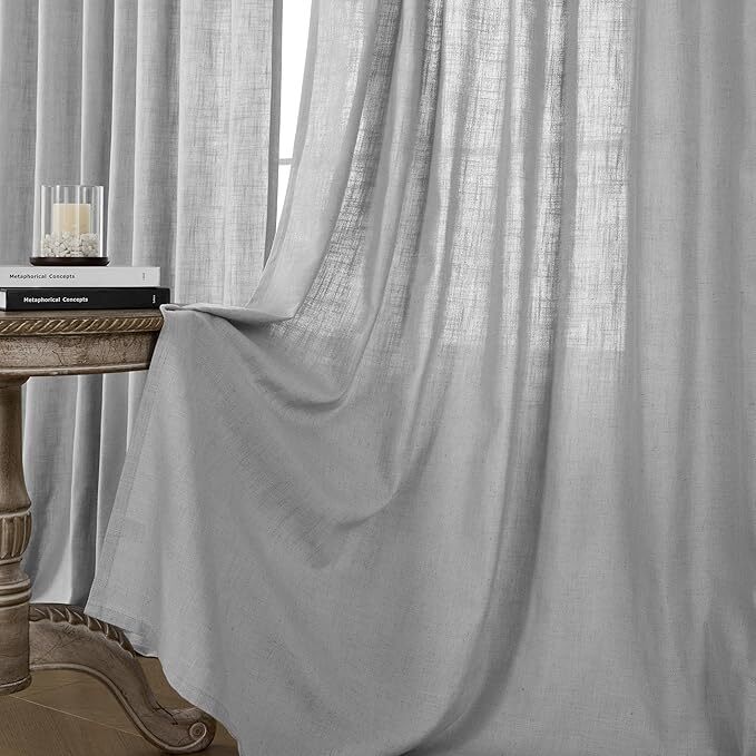 Joydeco Linen Curtains – Light Filtering – Ebony Grey – set of 2 – 52W x 72L