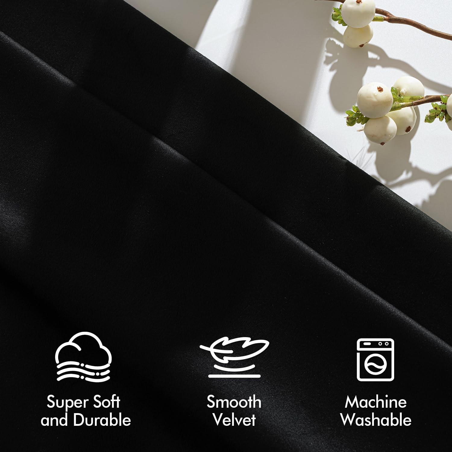 MIULEE Black Velvet Blackout Curtains 84 Inch Long Luxury Super Soft Thermal …