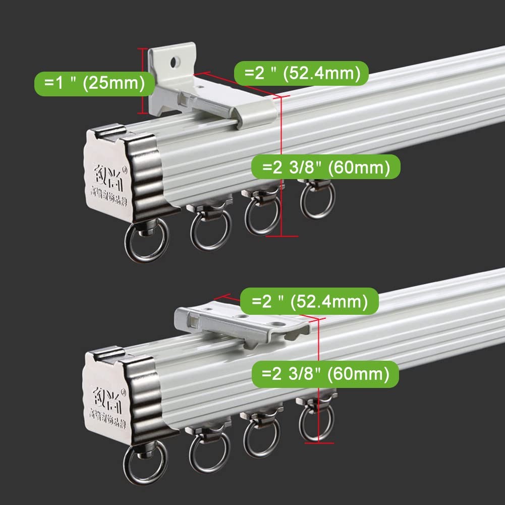 Zshine Curtain Single Tracks Ceiling Or Wall Mounting Heavy-Duty Curtain Rails