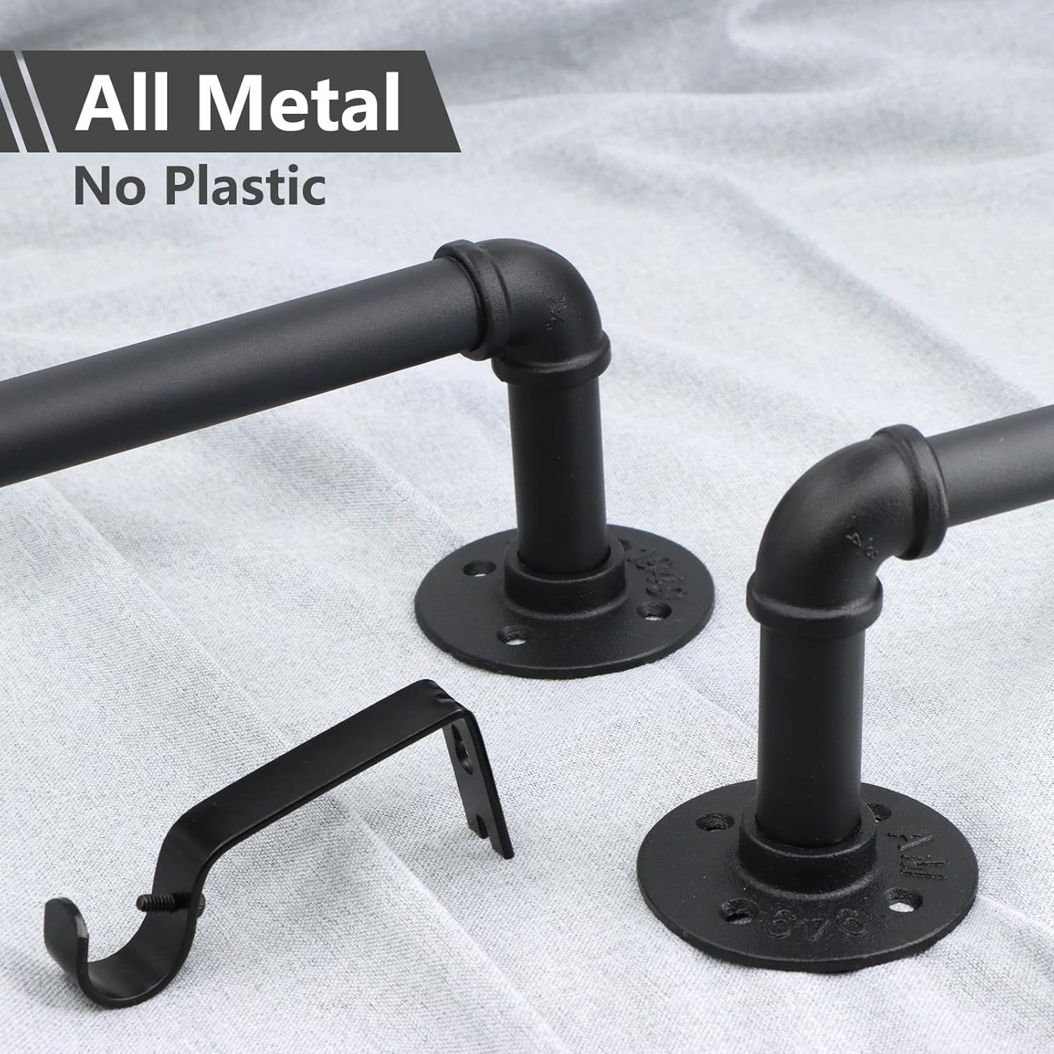 Refrze 2 Pack Curtain Rods Windows 72 144 Inch Industrial Curtain Rods Wrap