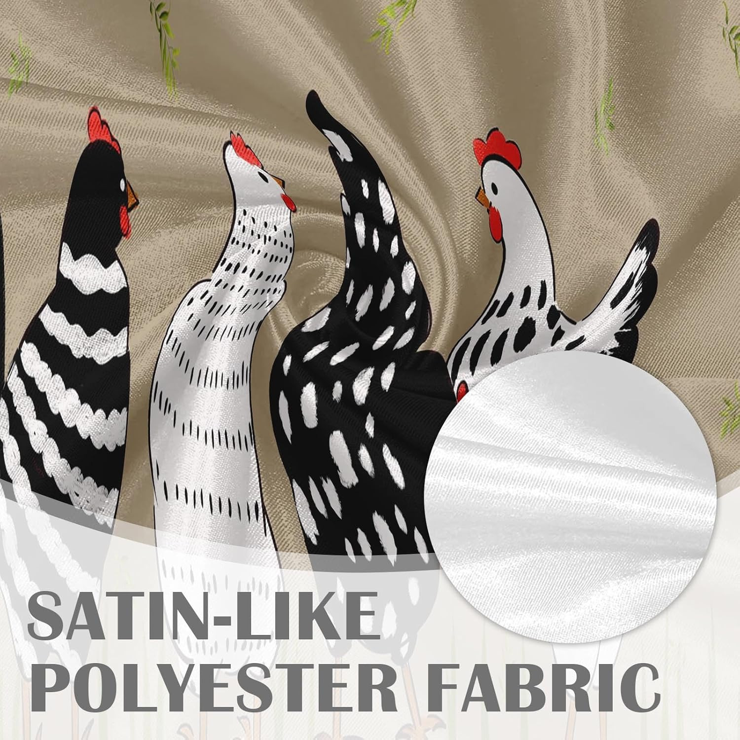 2 Pack Valances Window Treatments, Black White Rooster Farmhouse Funny Chicken B