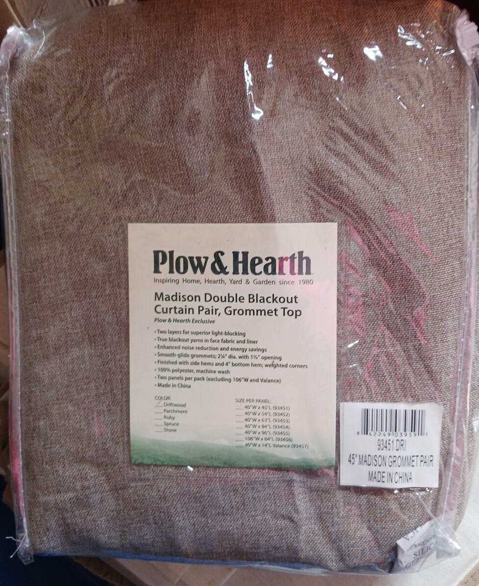 Madison Double-Blackout Grommet Curtain Pair, 40″W x 45″L per panel – Driftwood