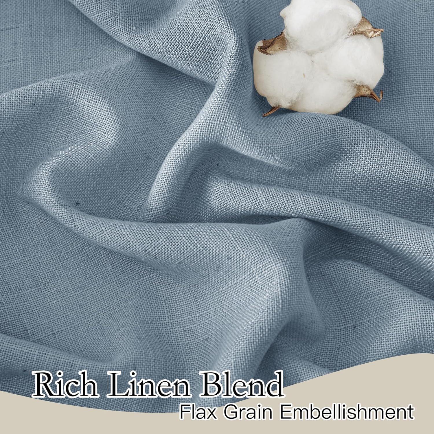 Light Filtering Curtains 95 Inches Long 2 Panels Set, Privacy Protected Linen Bl
