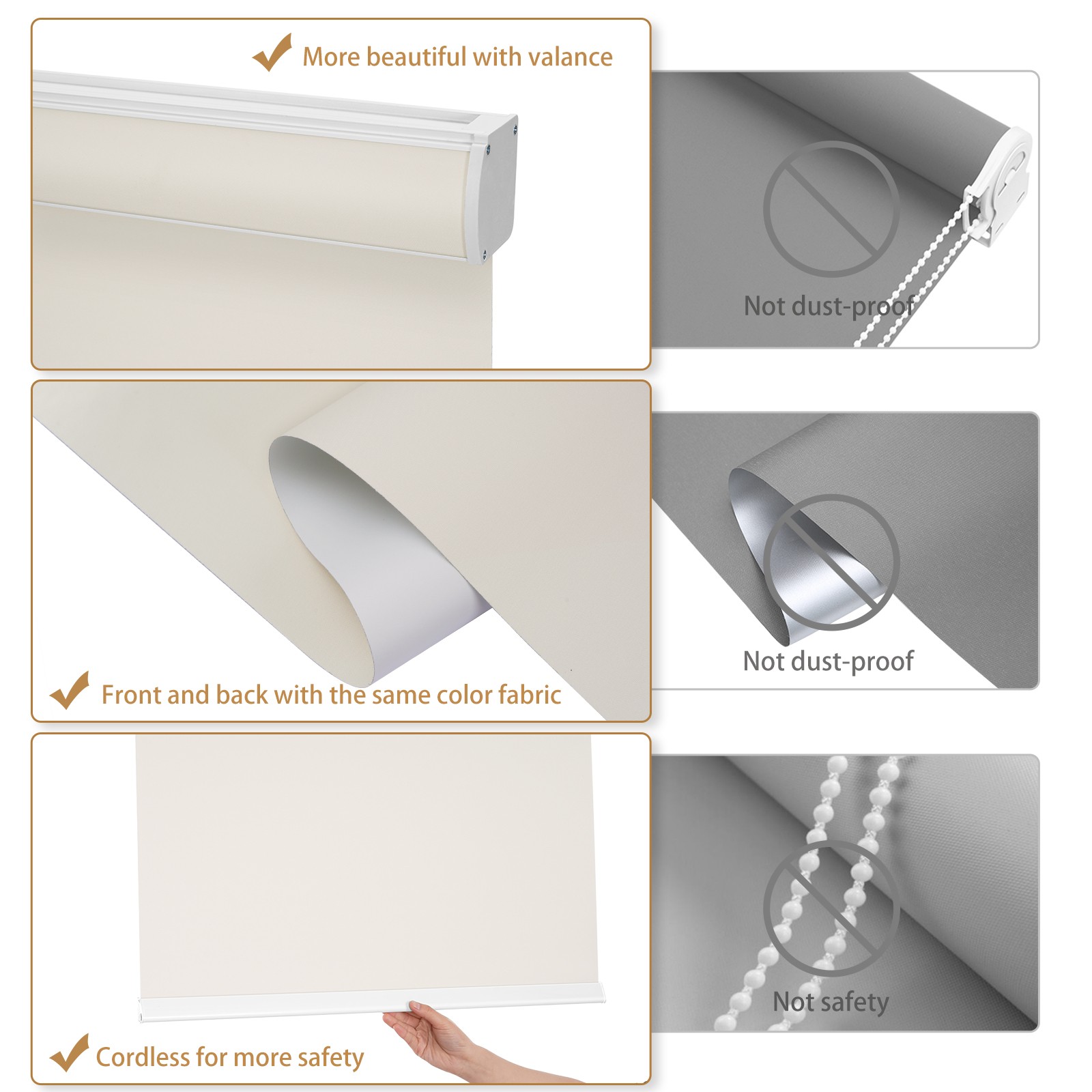 Changshade 100% Blackout Cordless Window Blinds Roller Shades Room Darkening