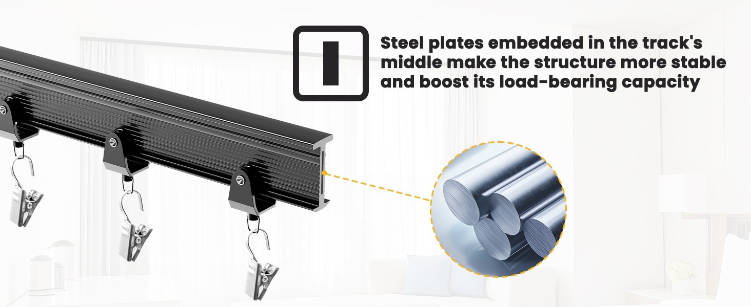 Flexible Ceiling Curtain Track Ceiling Mount, Curved Curtain Rod, Sliding