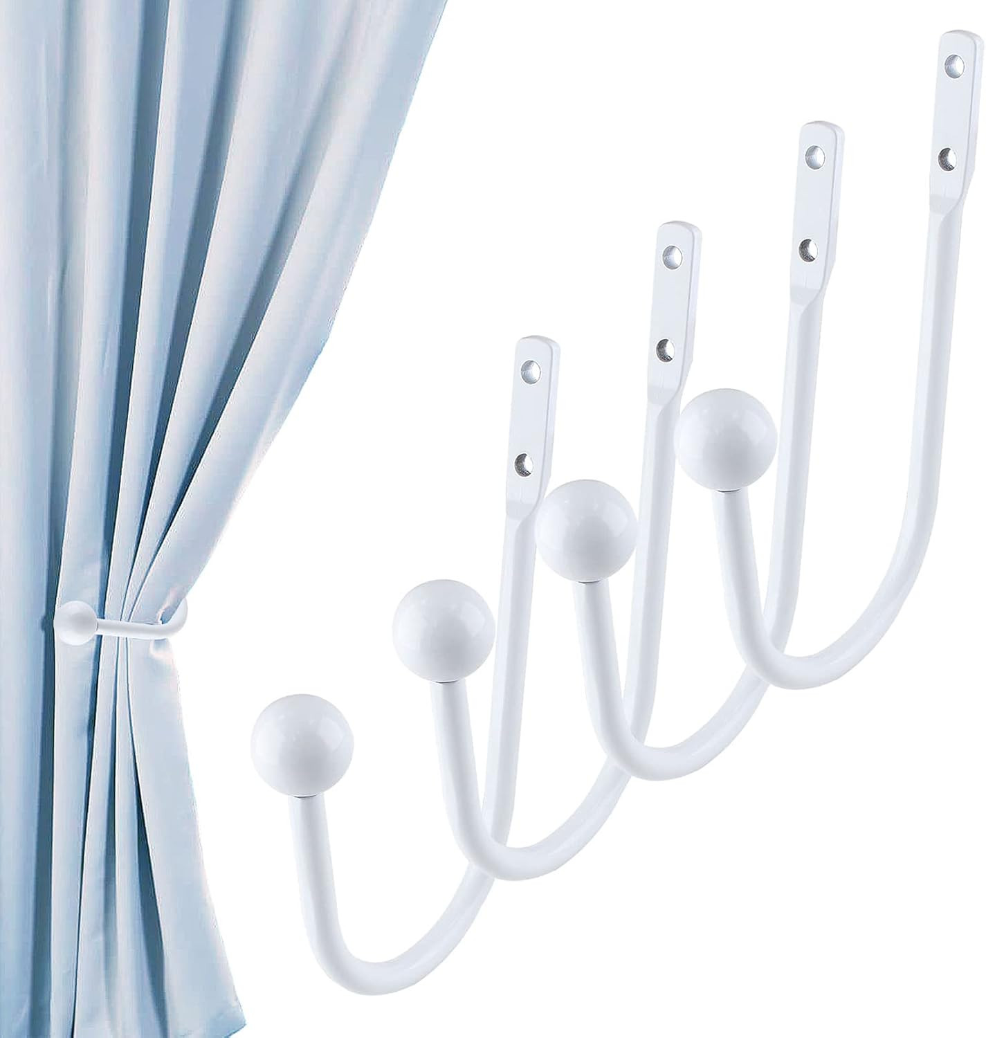 4 Pcs Ball End Decorative Curtain Holdbacks Window Drapery Tiebacks for Bedroom