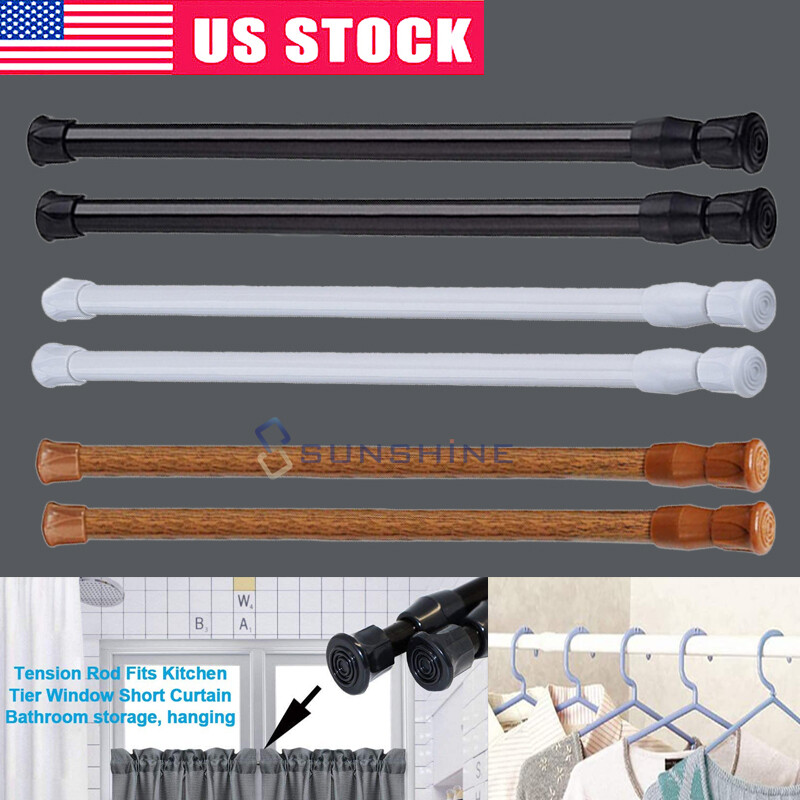Spring Tension Curtain Rod For Window Kitchen Bathroom Cabinet Adjustable Length