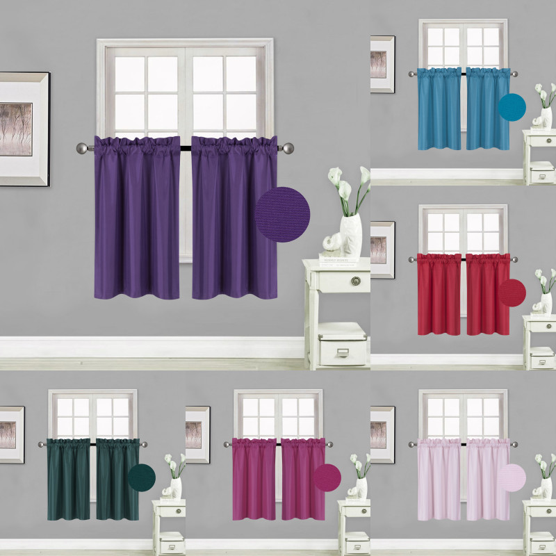 Kitchen Rod Pocket Insulated Blackout Window Tier Curtains 1 PAIR 30″x36″ RS5