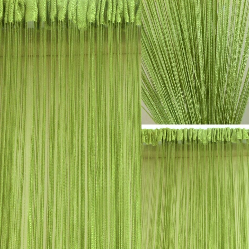 2 Piece Beautiful Polyester Door Threads String Curtain 7ft, Aqua Green