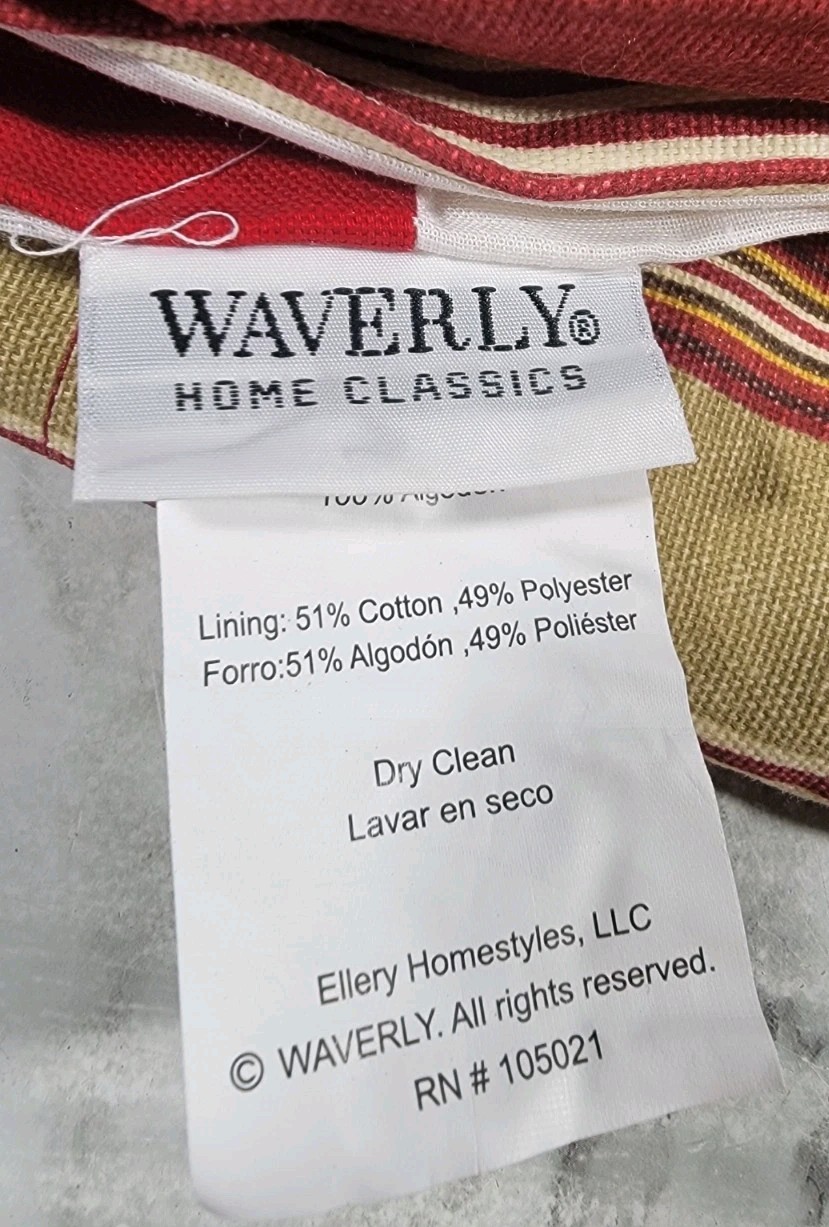 Waverly Valance Capulet Stripe Scalloped Edge 80×18 Inches Tan Red / Set Of 2