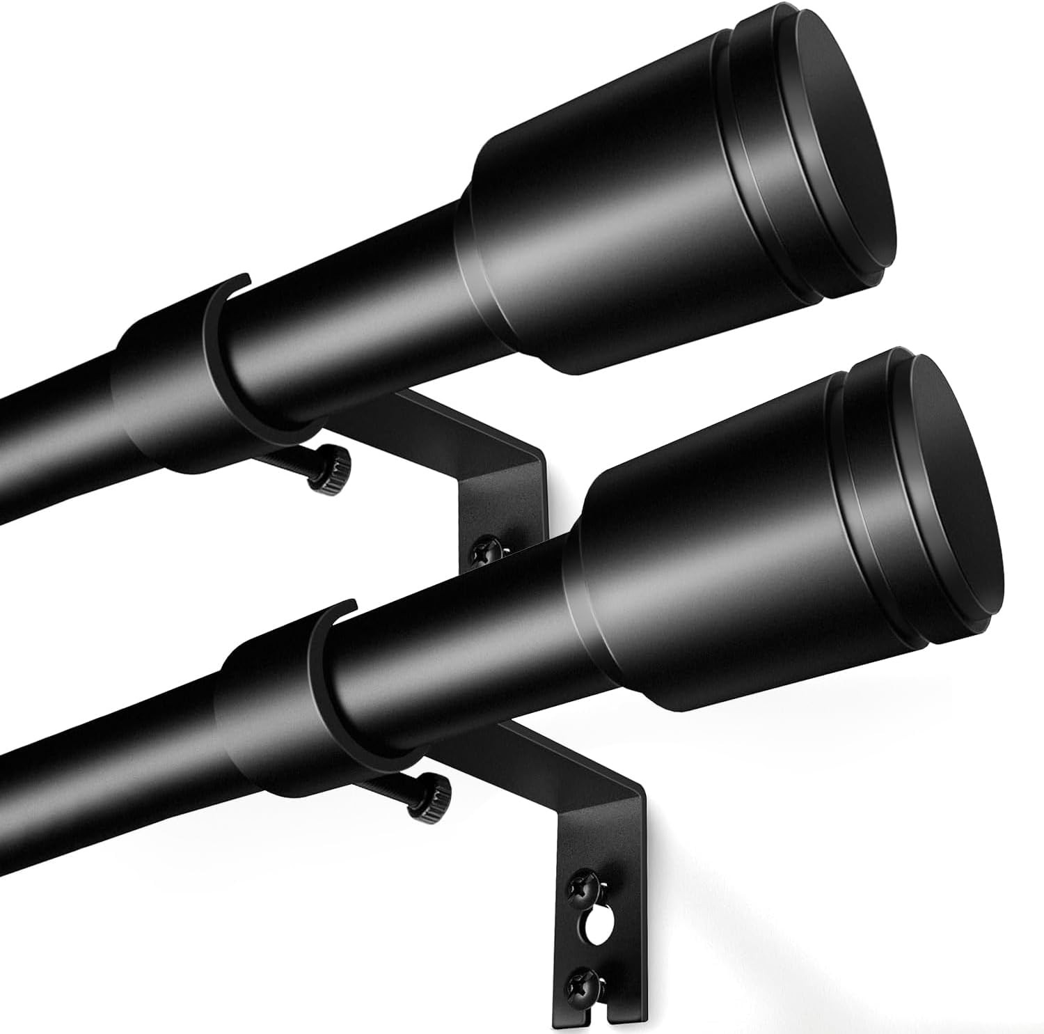 Adjustable Curtain Rod 30-90 Inch Black Window Rod for Curtains 5/8 In