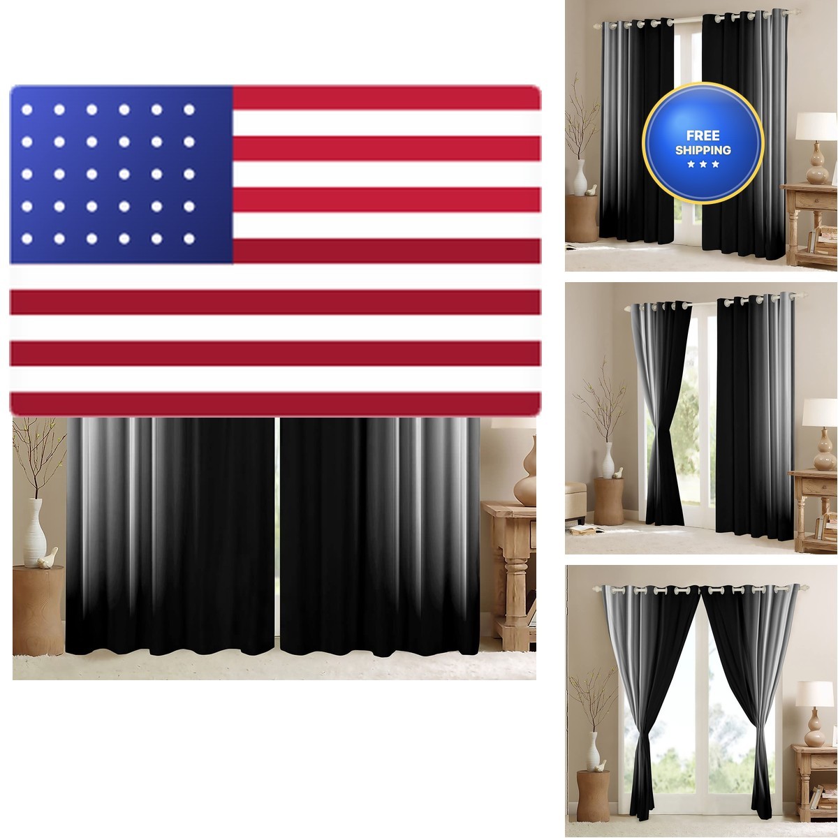 Feelyou Geometric Abstract Ombre Curtains Teens Grey Gray And Black Striped