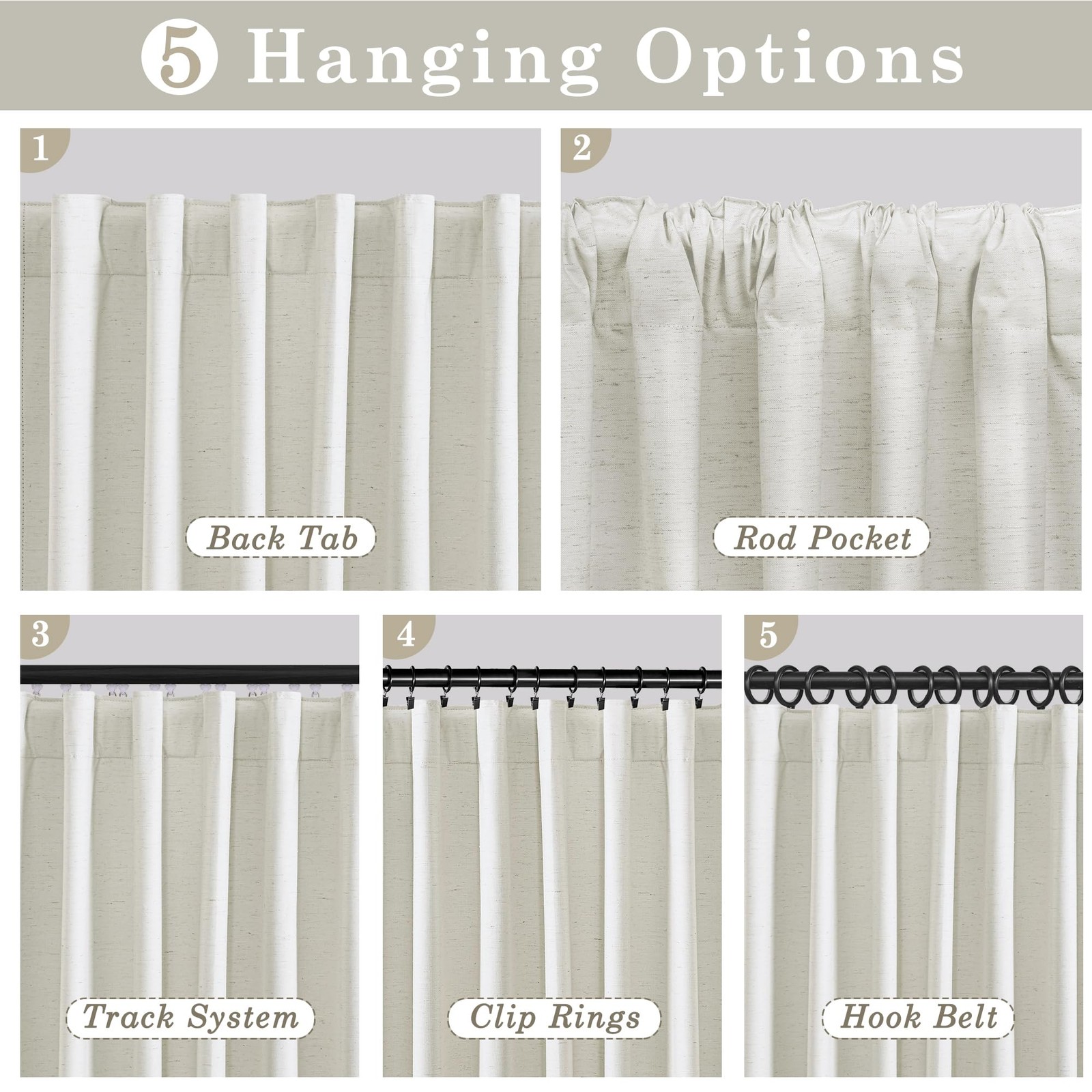 Blackout Curtains 54 Inch Long for Kitchen, Natural Beige 2 Panels
