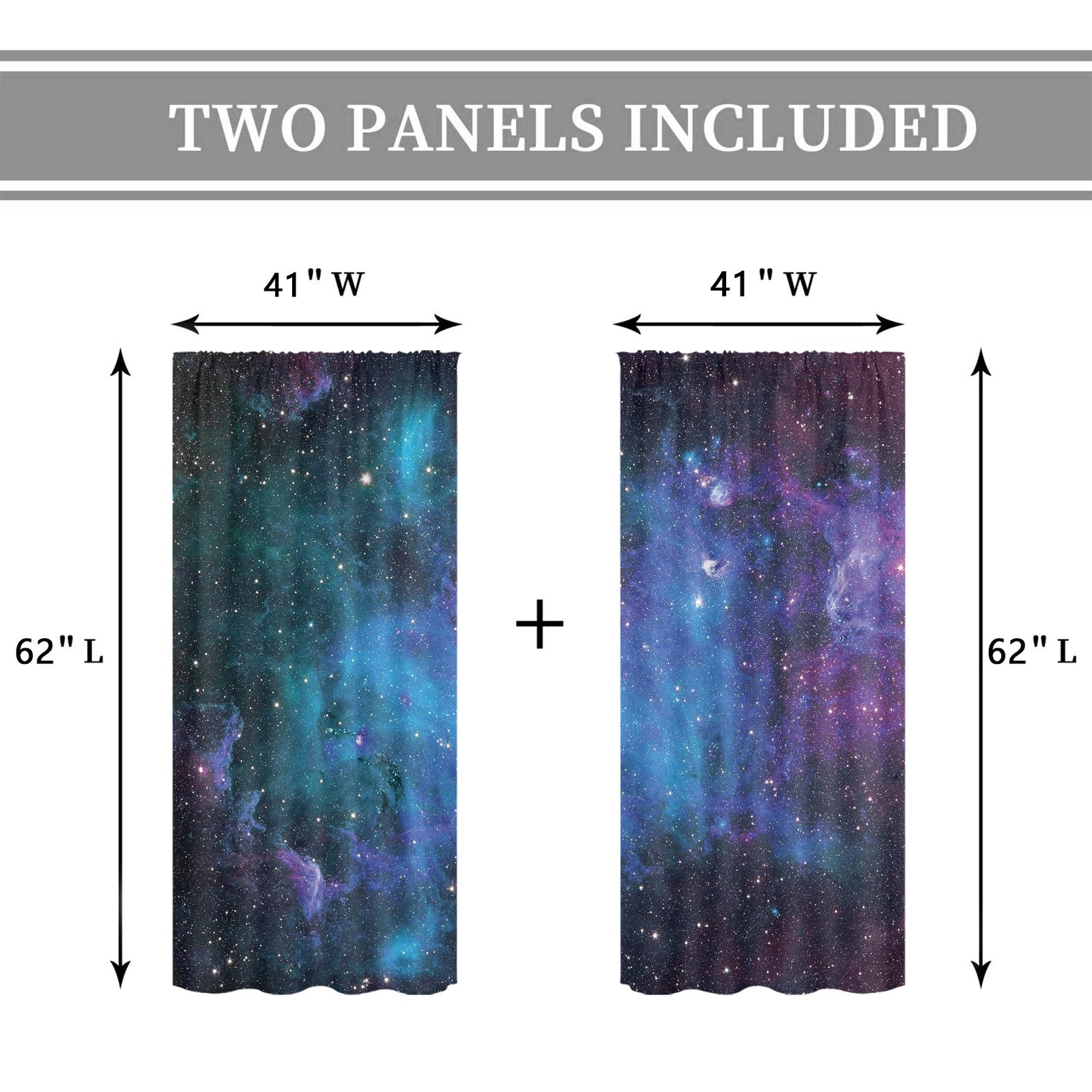 Kids Outer Space Sheer Galaxy Curtains Rod Pocket 41(W) x 62(L) Inch Universe…
