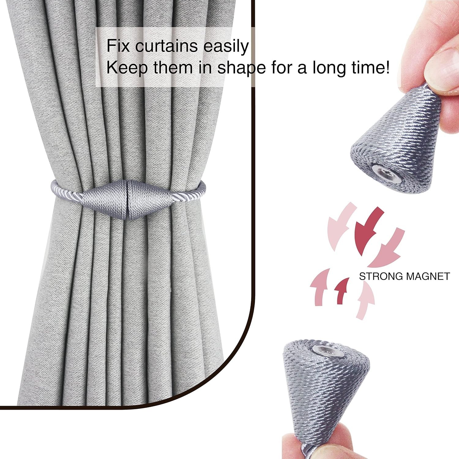 2 Pack Magnetic Curtain Tiebacks Rope Modern Handmade Curtain Tie Backs Decor…