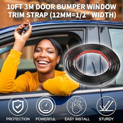 Car Truck Window Trim Strip 1/2″ Width 10Ft 300cm Self Adhesive 12mm Black