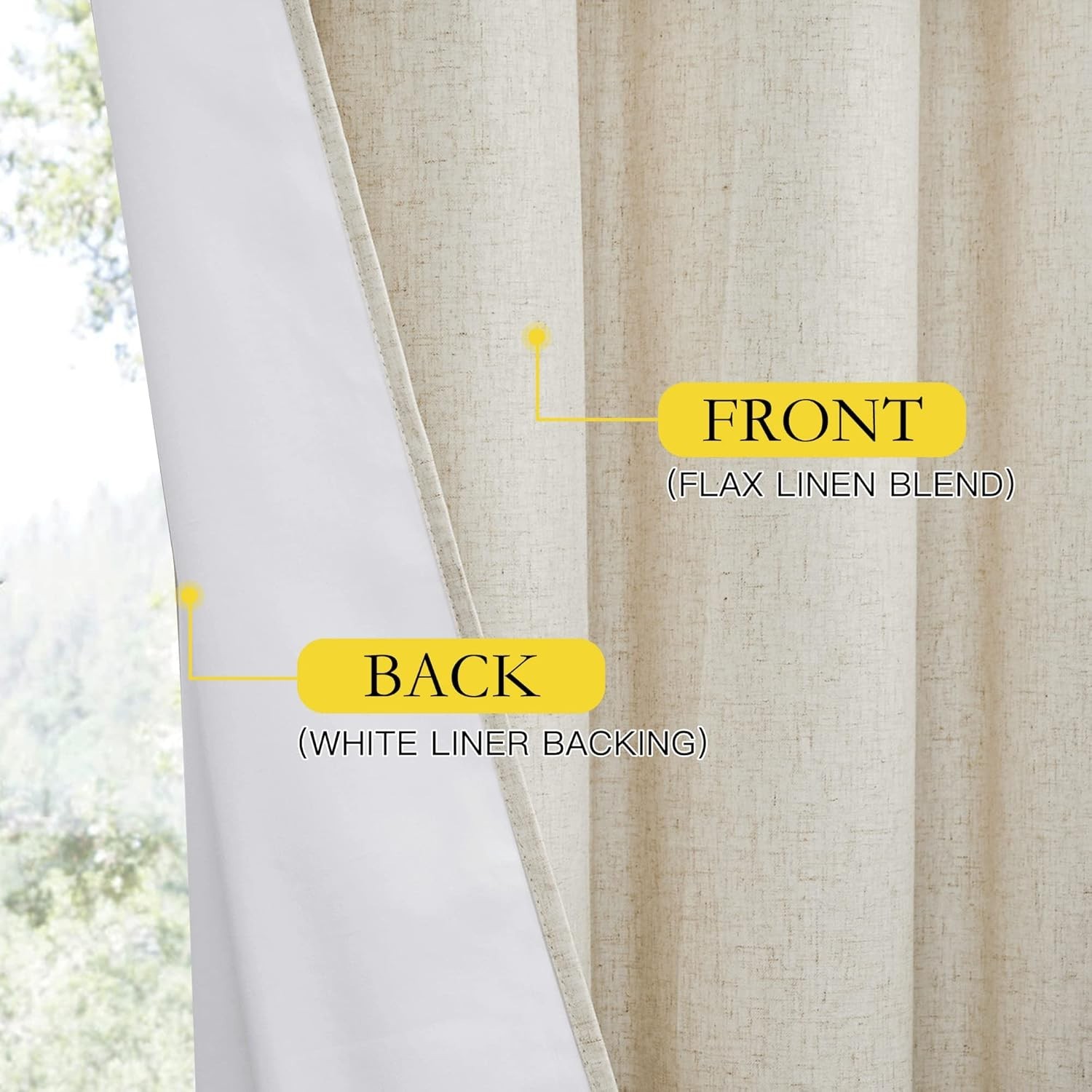 Natural 100% Blackout Linen Curtains 84 inch Long Burg for Living Room, 2 Pan…
