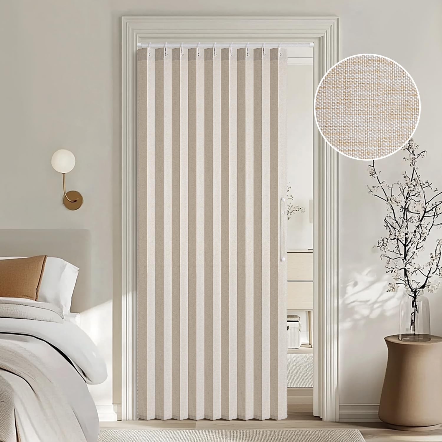 Accordion Style Magnetic Folding Door Curtains for Doorways/Closet, Room Divider