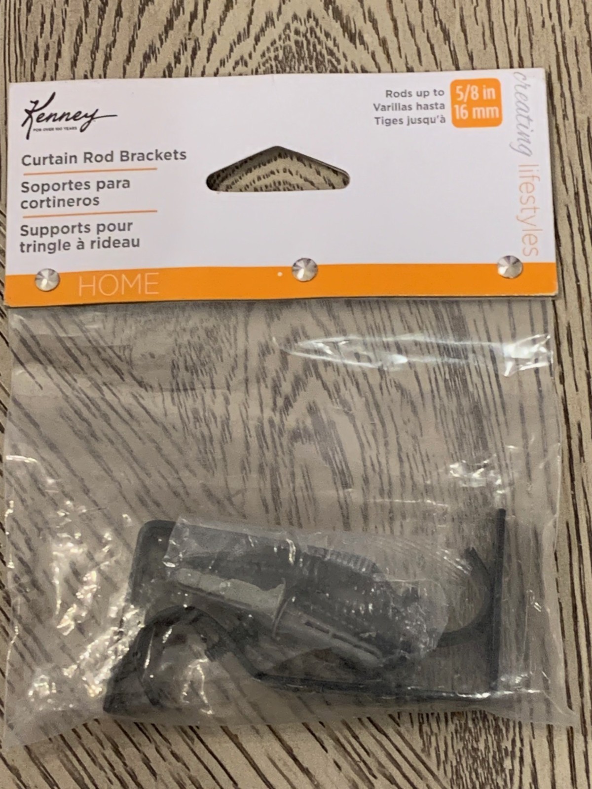 (2-Pk) Kenney Curtain Rod Mounting Brackets Black, 5/8″ Dia., 3″ ln. 35C-KN84426