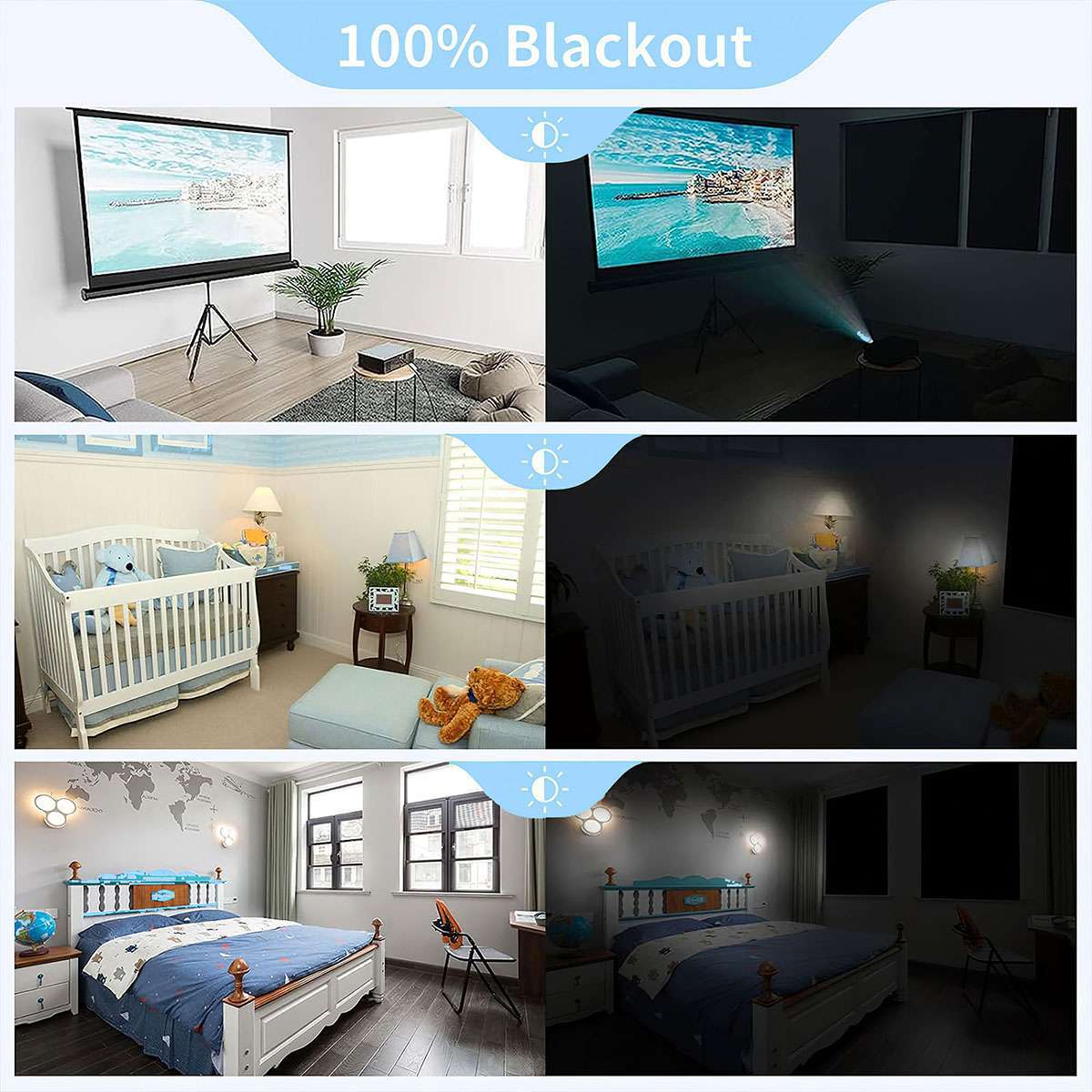 Magnetic Blackout Window Cover 100% Room Darkening Shades Black Out 57in x 40in