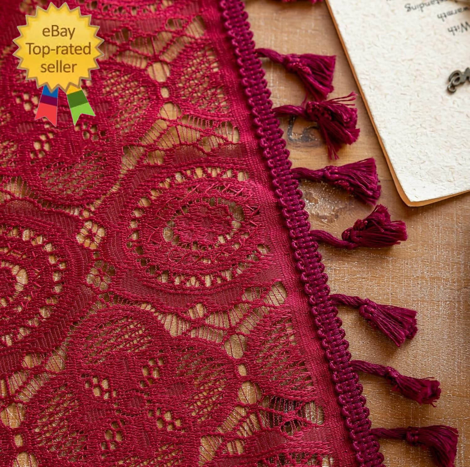 Boho Lace Curtains 90 Inches Long 2 Panels -Vintage Floral Crochet Sheer Panels