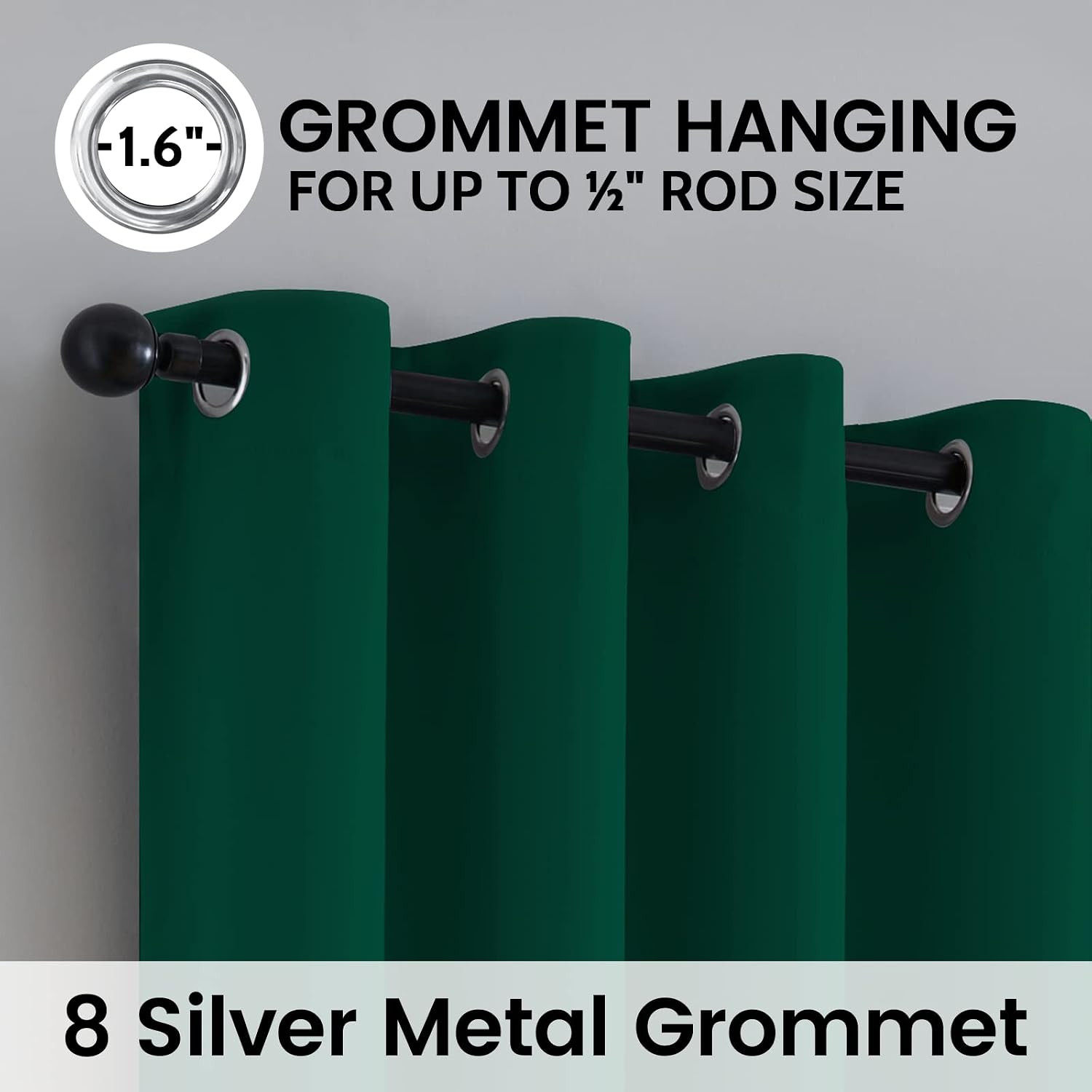 Dark Green 100% Blackout Curtains Room Darkening Living Room 84 | Curtains for B