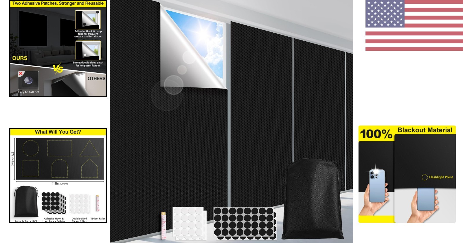 Customizable Portable Blackout Window Cover, 2-Pack – Total Darkness Anywhere