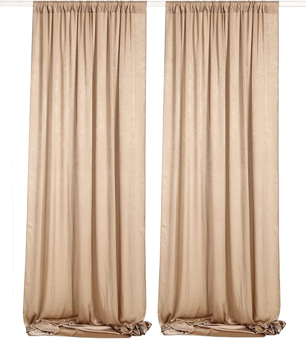 9.6 Feet X 10 Feet Biscotti Beige Silky Soft Curtain Wedding Backdrop Drapes, Sl