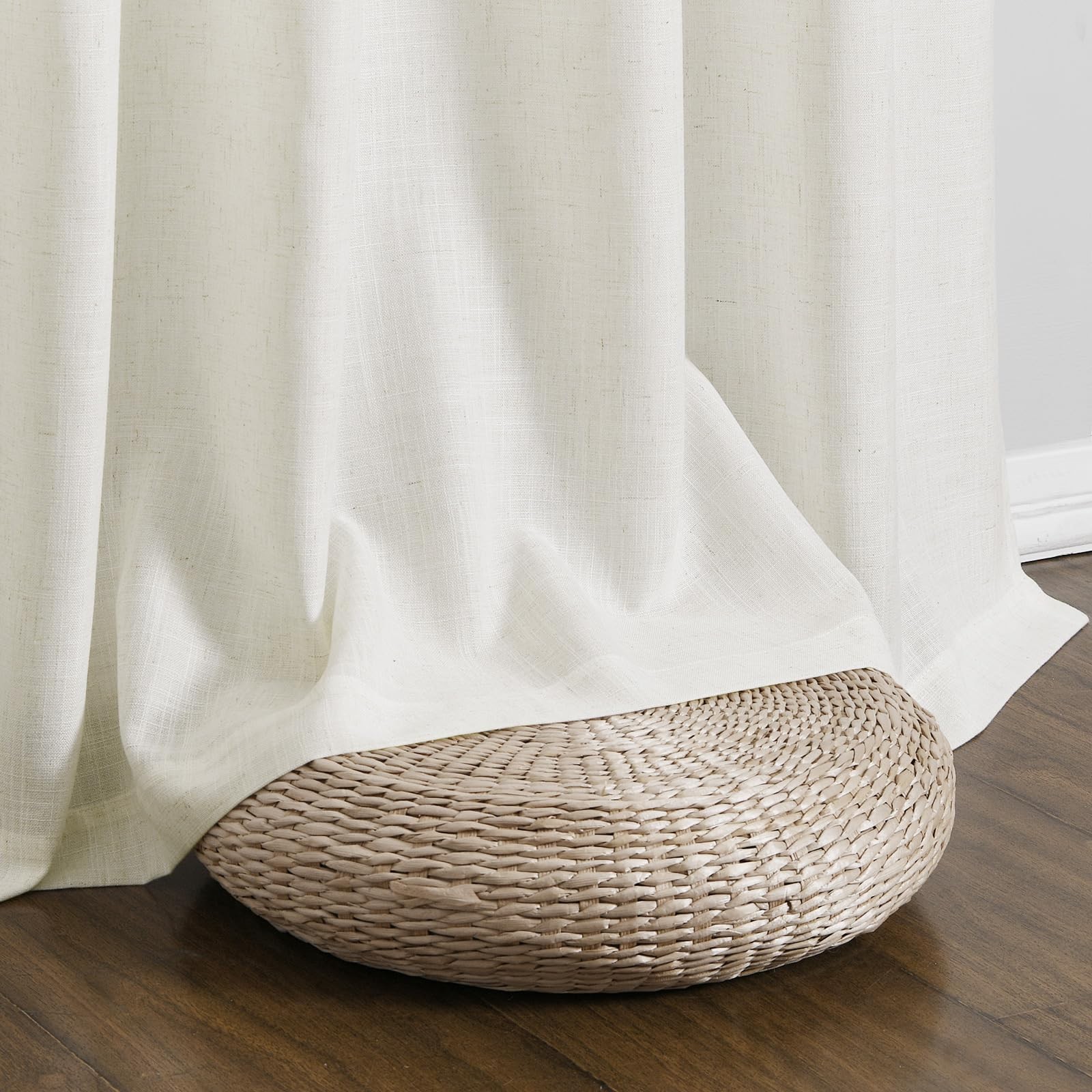 Guken Linen Curtains 84 Inches Long for 52″W x 84″L (Pack of 2), Natural