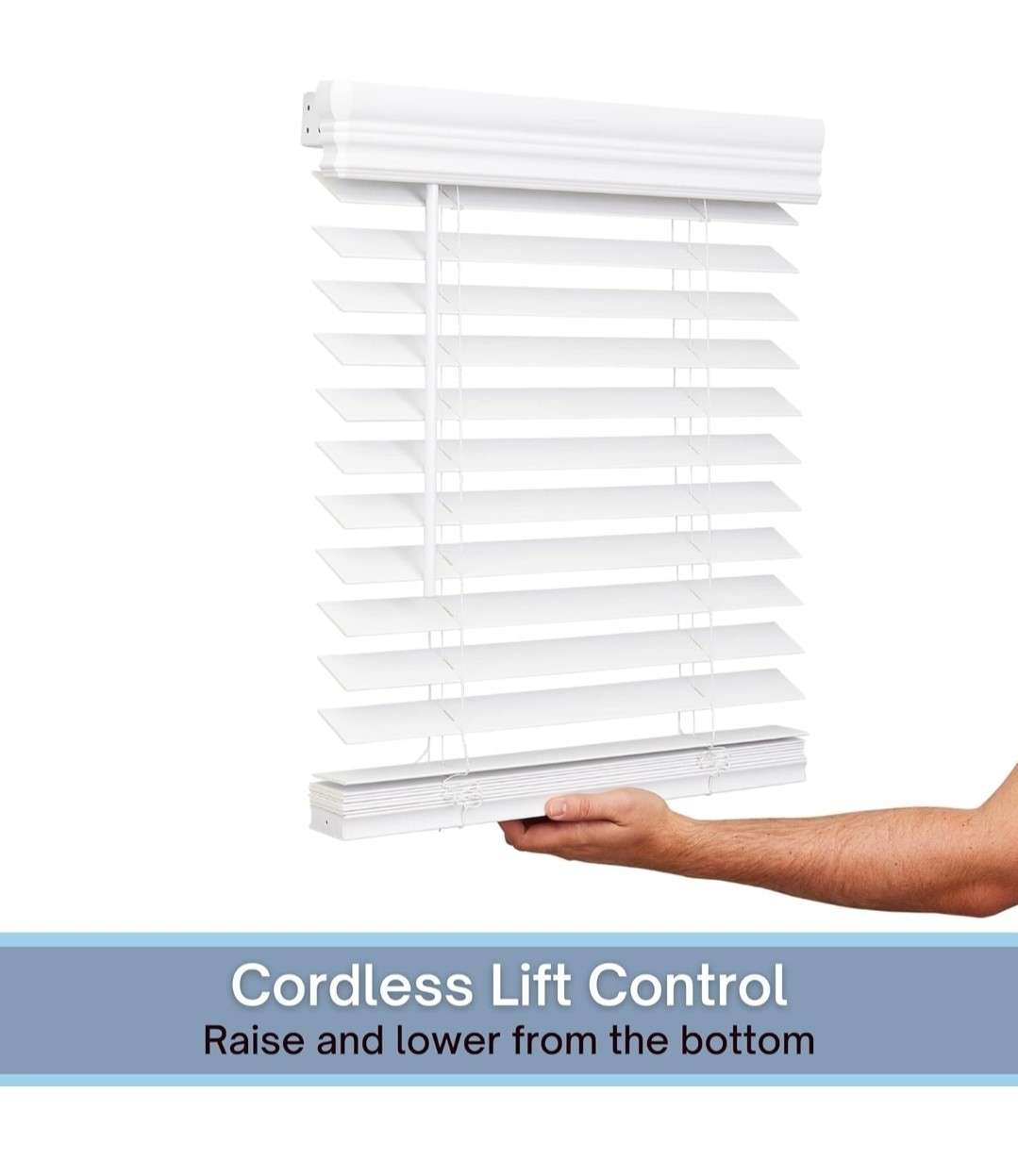 Lotus & Windoware Cordless, 2 Inch Faux Wood Blind, 28″ Wide x 36″ Long, Window