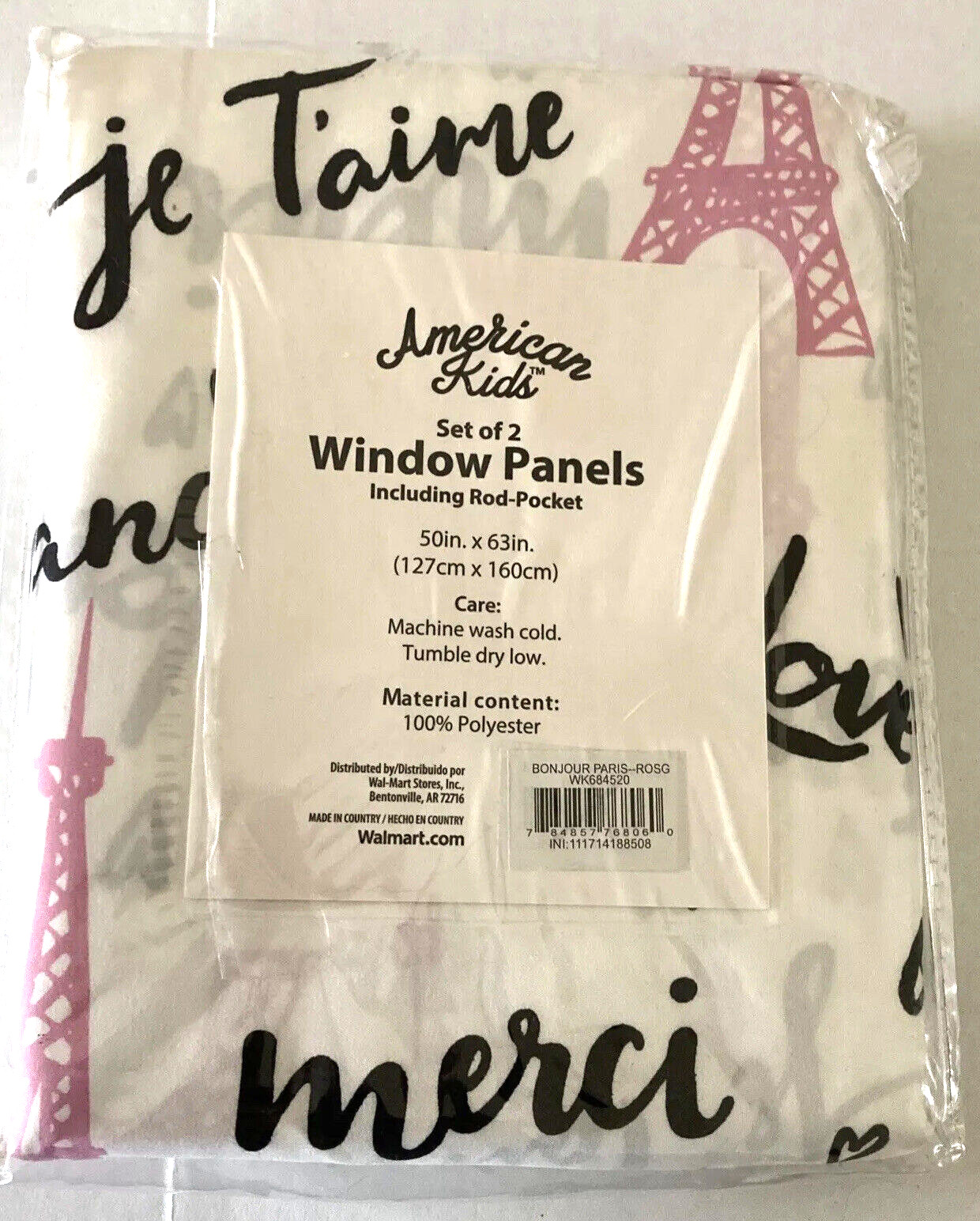 American Kids Collection Set of 2 Window Panels Bonjour Paris – 50 in x 63 in