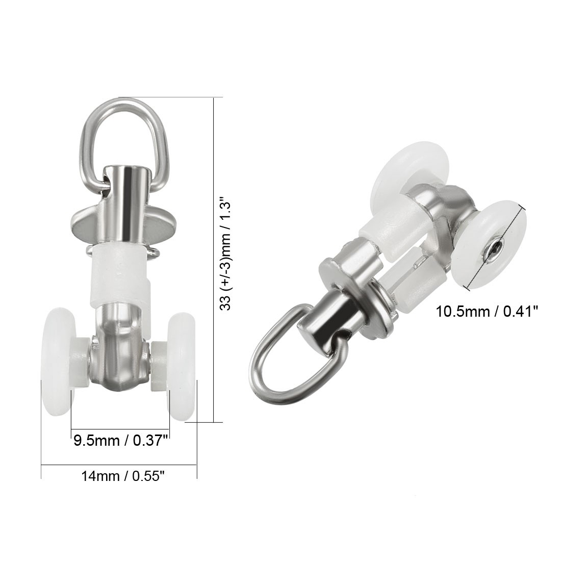 10Pcs, Curtain Track Rollers Plastic Twin Wheeled Carriers 10.5mm Dia