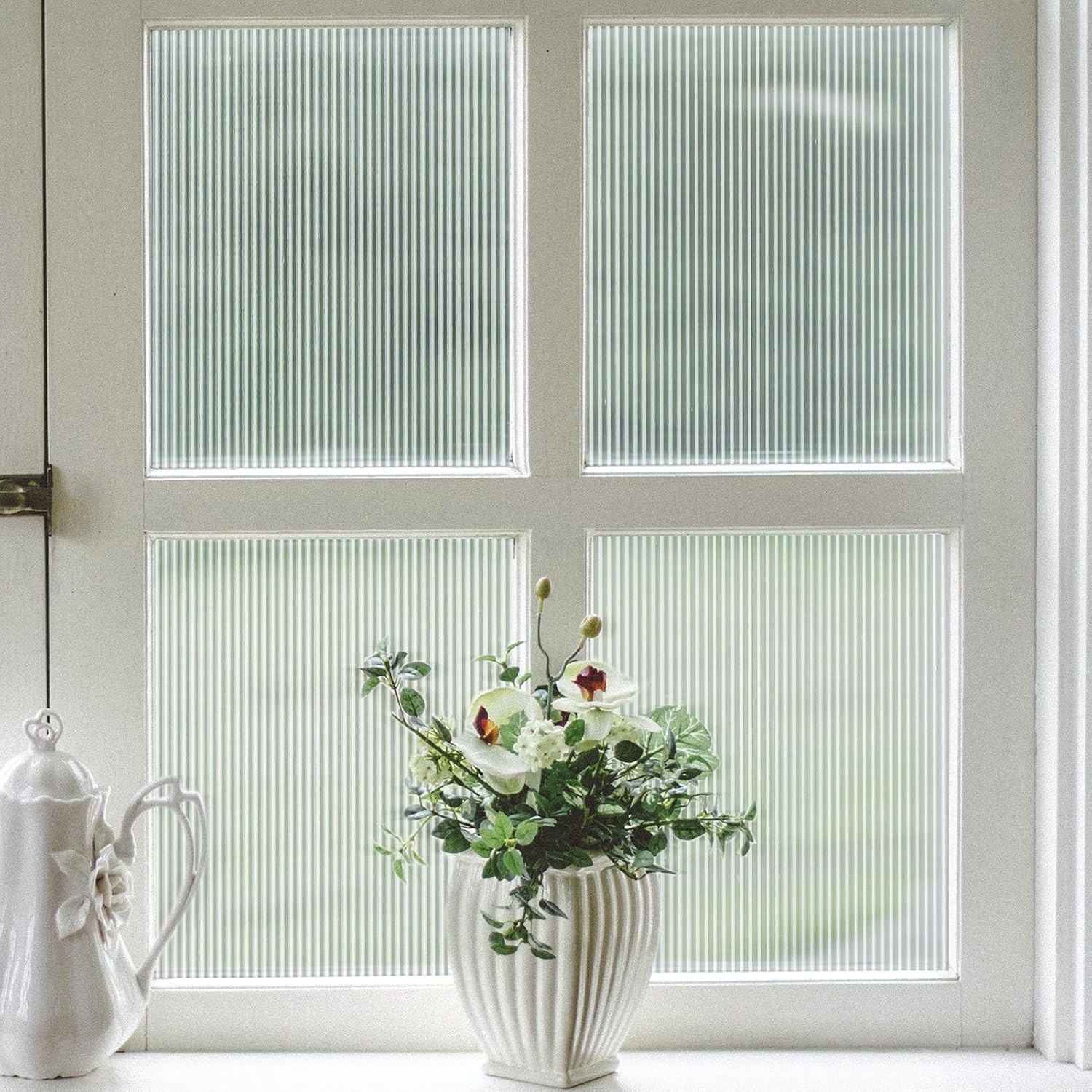 VELIMAX Reeded Glass Window Film, 17.7×78.7 (45x200cm), Frosted