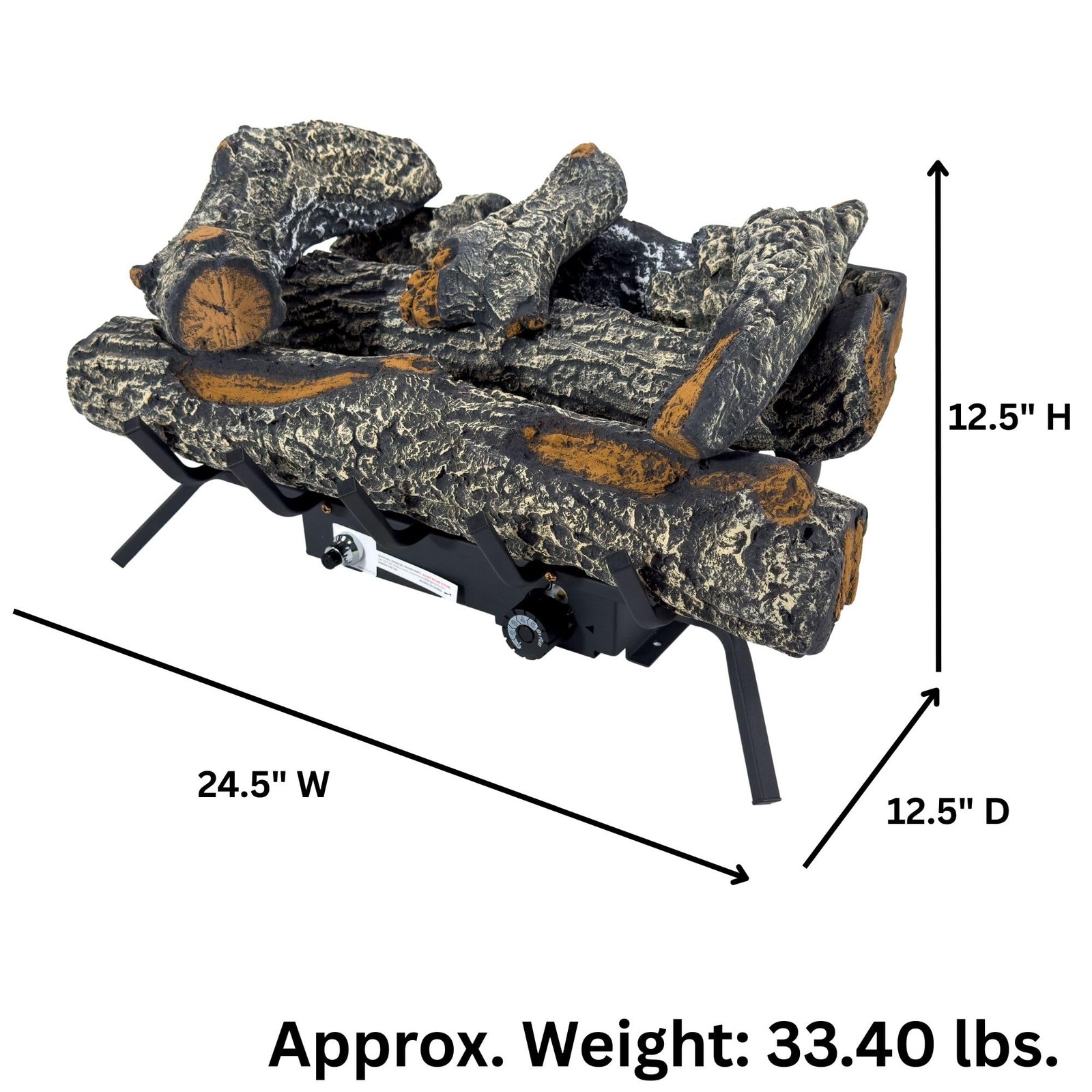 Comfort Glow 24″ Vent Free Gas Log Set, Dual Fuel, 30,000 BTU with Adjustable