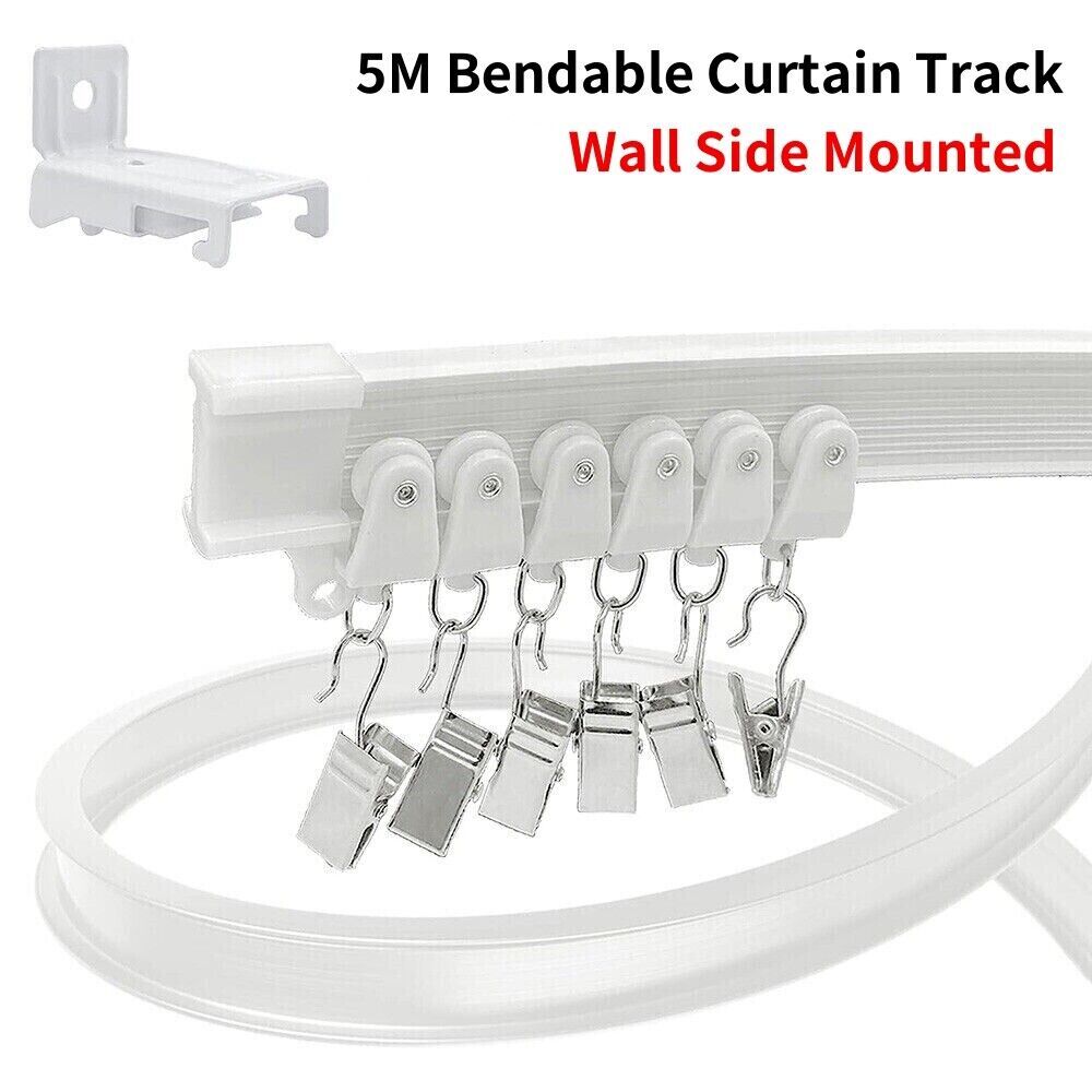 5 Meter Flexible Curtain Track Bendable Wall Side Mounted Windows Rail Track