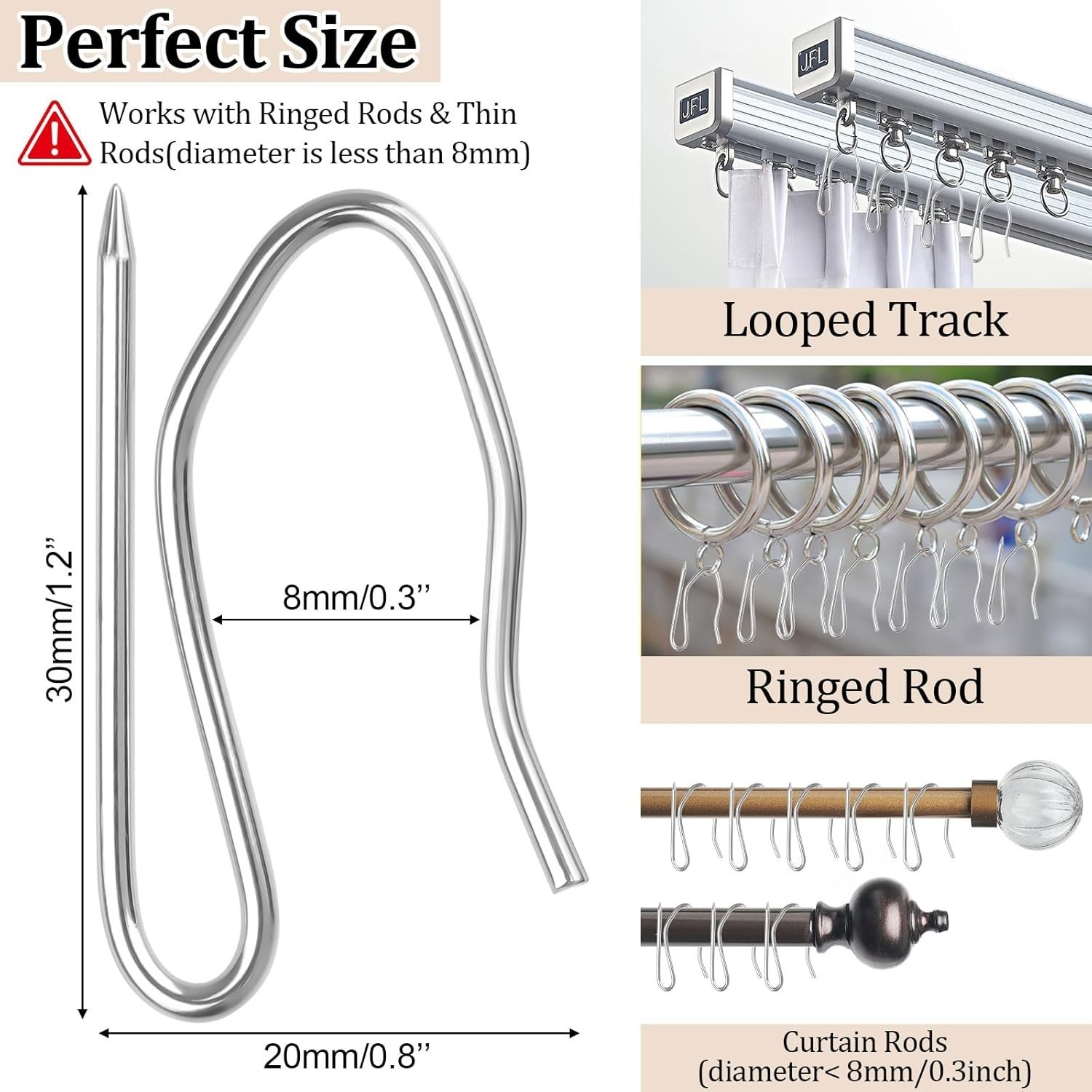 140 Pcs Metal Curtain Hooks S Shaped Drapery Pins Stainless Steel Curtain Clips