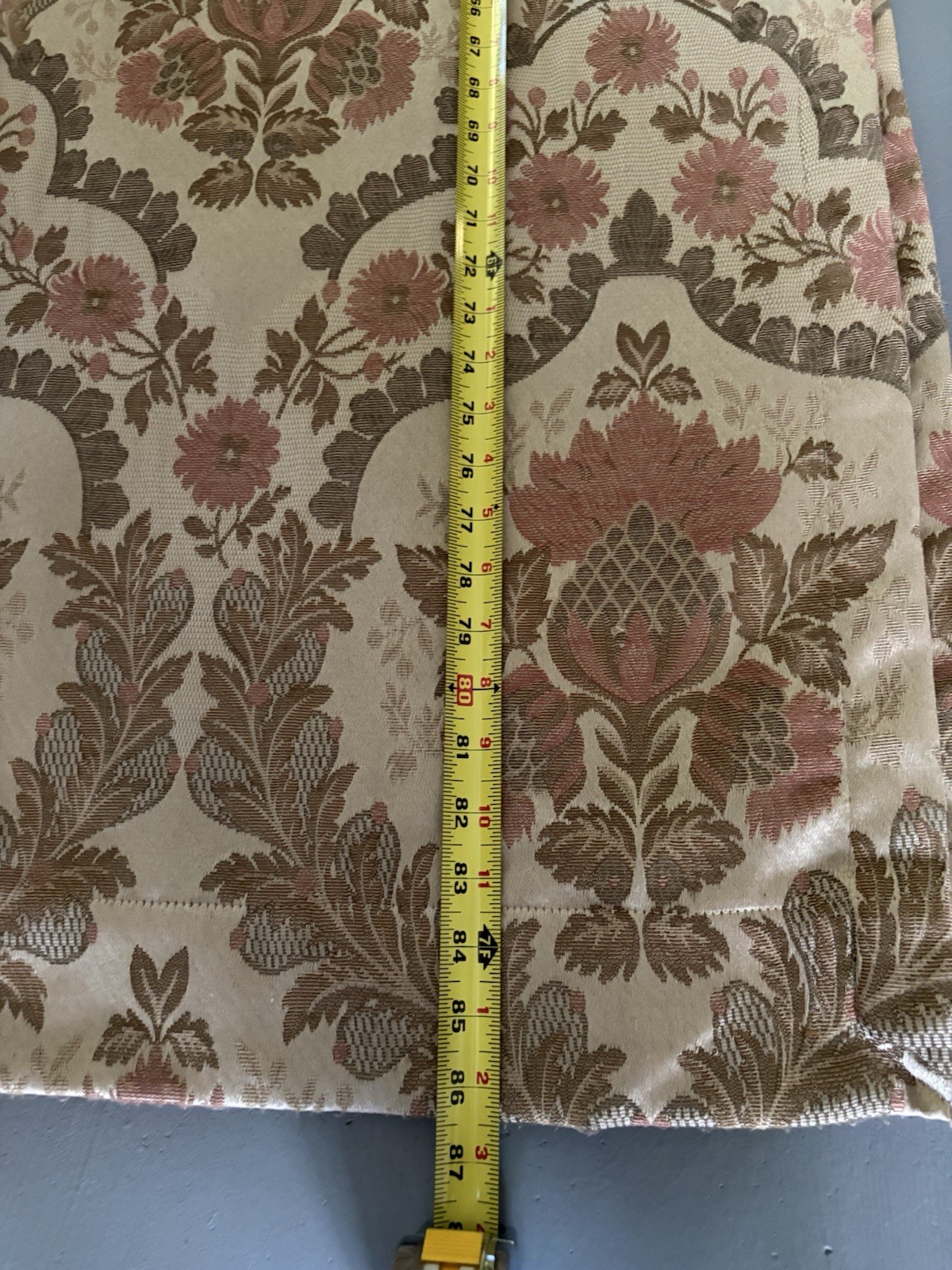 JCPenney Home Collection Lined Floral Curtain Panel Beige Pink Brown 48×84