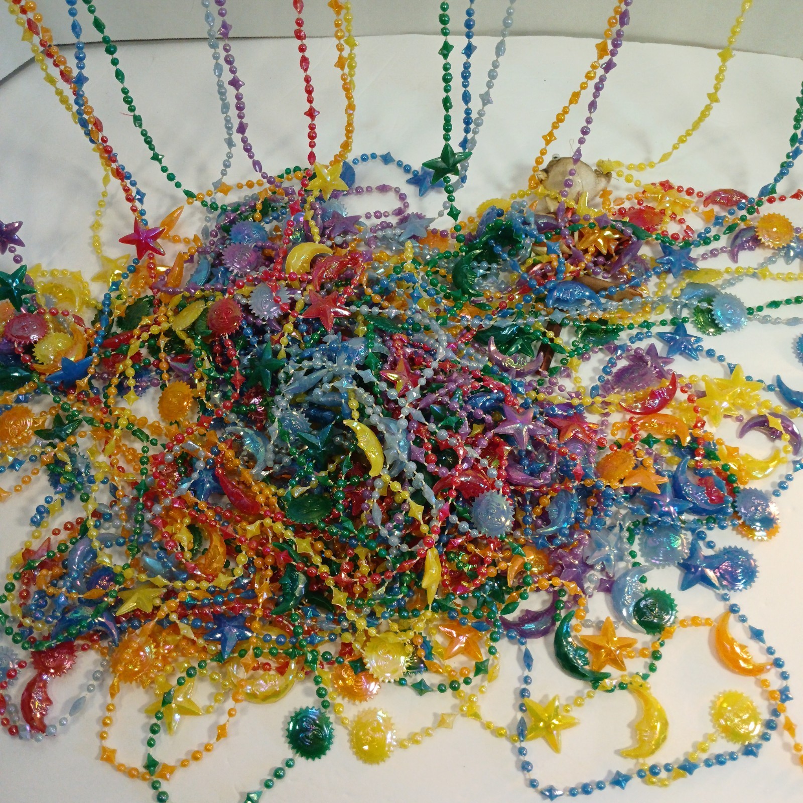 Vtg Y2K Celestial Beaded Curtain Rainbow Iridescent Sun Moon Stars 90s Boho Room