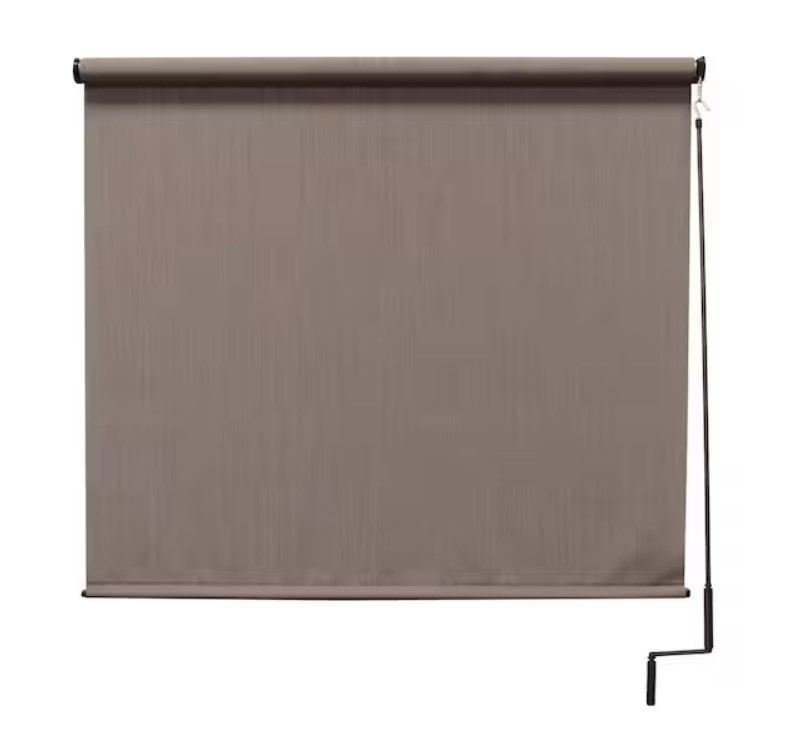 SeaSun Sea Cliff Light and Dark Brown Cordless Patio Roller Shade 84″ W x 96″ L