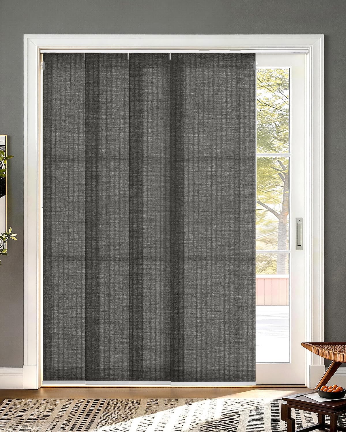 Adjustable Panel Track Blinds for Sliding Glass Door, Cut-to-Height Paper Fabric