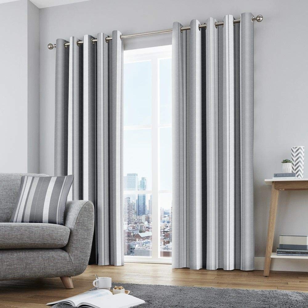 Whitworth Stripe Eyelet Curtains, Striped, 100% Cotton, 117 x 137 cm, …