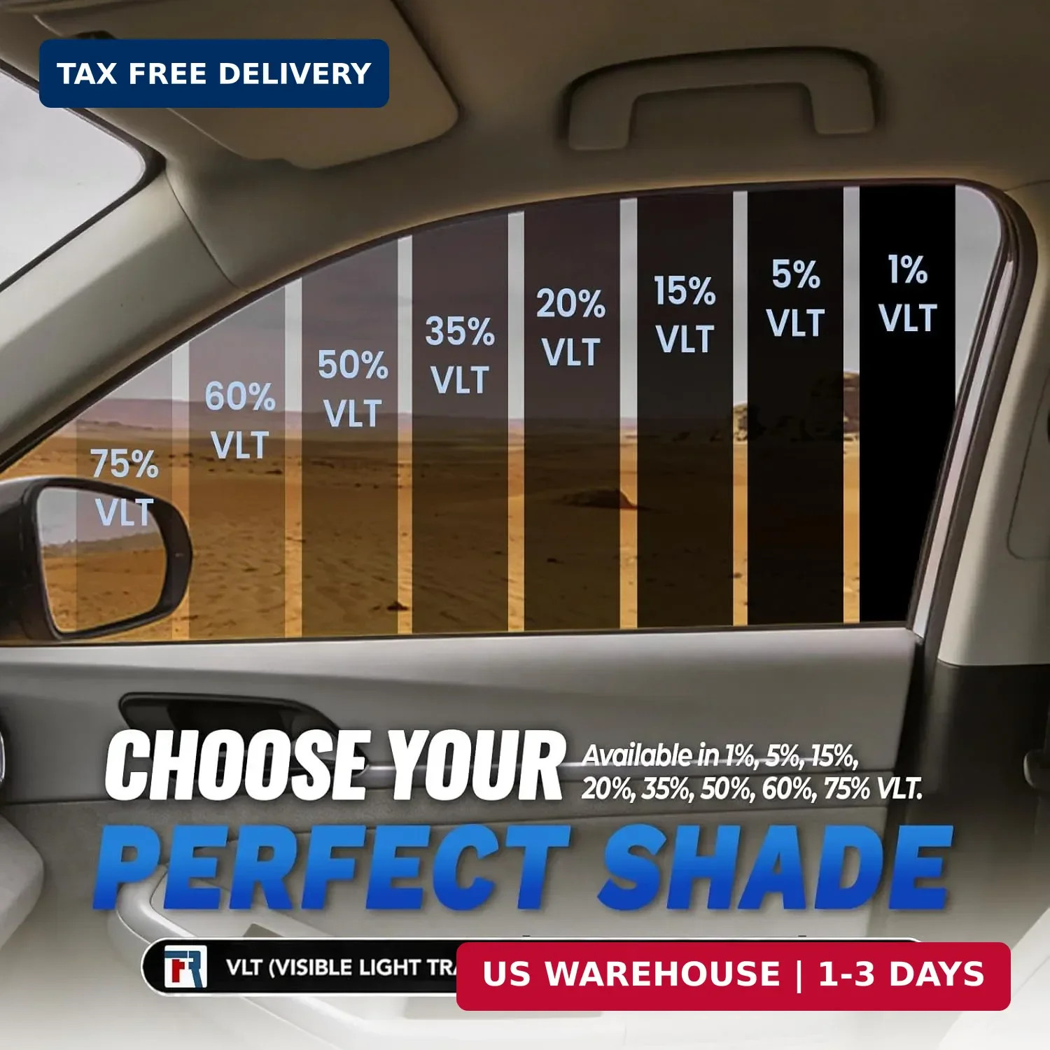 RockRose 20% Premium Carbon Car Window Tint Film 20 in x 20FT 2PLY Charcoal Priv