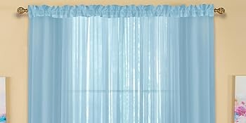 Scoop Two-Piece Rod Pocket Solid-Colored Sheer Valances for Windows, Decorative