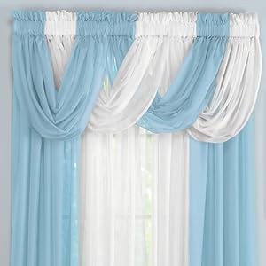 Scoop Two-Piece Rod Pocket Solid-Colored Sheer Valances for Windows, Decorative